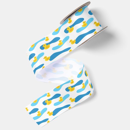 Yellow Rubber Duck Pattern Satijnen Lint (Achterkant)