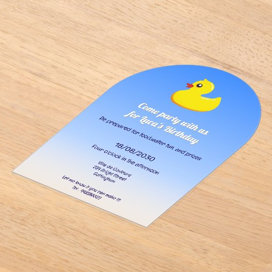 Yellow Rubber Duck - Verjaardagsfeestje Acryl Uitnodigingen (Laagn)