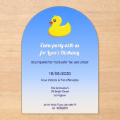 Yellow Rubber Duck - Verjaardagsfeestje Acryl Uitnodigingen (Voorkant)