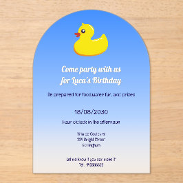 Yellow Rubber Duck - Verjaardagsfeestje Acryl Uitnodigingen
