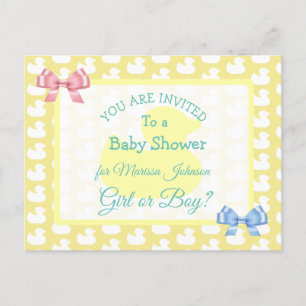 Yellow Rubber Duckie Baby'Shower Invitation Briefkaart