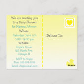 Yellow Rubber Duckie Baby'Shower Invitation Briefkaart (Achterkant)