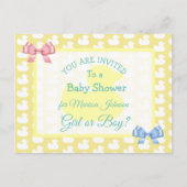 Yellow Rubber Duckie Baby'Shower Invitation Briefkaart (Voorkant)