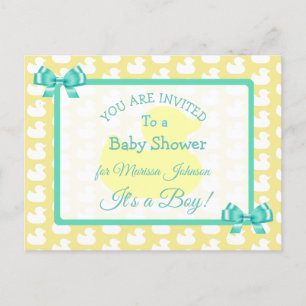 Yellow Rubber Duckie Baby'Shower Invitation Briefkaart