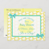Yellow Rubber Duckie Baby'Shower Invitation Briefkaart (Voorkant / Achterkant)