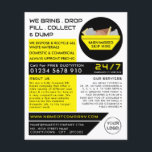 Yellow Rubbish Skip, Skip/Dumpster Company Flyer<br><div class="desc">Gele vuilnis Skip,  Skip/Dumpster Company Adverteren flyers door de winkel van het Visitekaartje.</div>