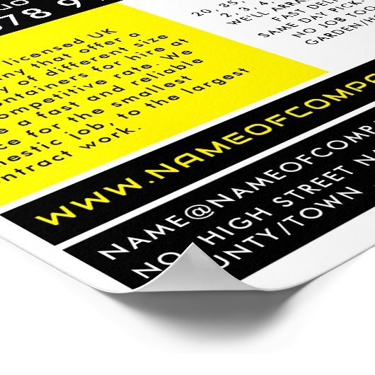 Yellow Rubbish Skip, Skip/Dumpster Company Poster (Hoek)