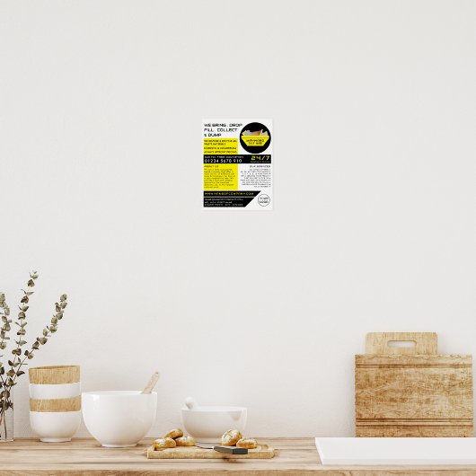 Yellow Rubbish Skip, Skip/Dumpster Company Poster (Keuken)