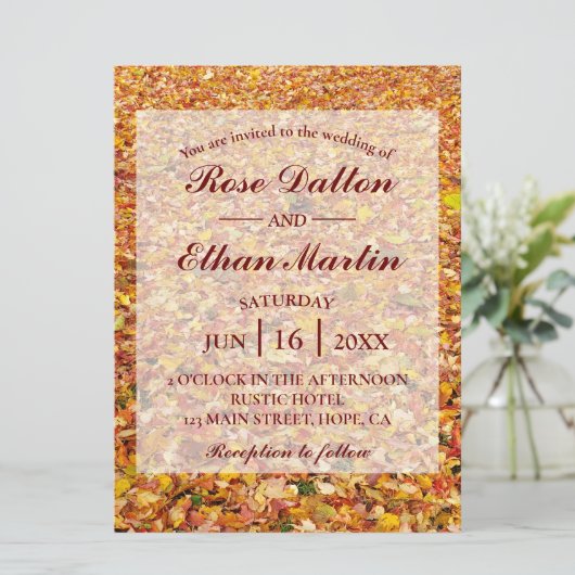 Yellow Rustic Autumn Wedding Invitations Kaart (Staand voorkant)
