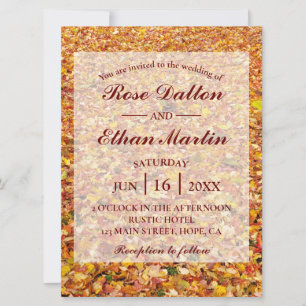 Yellow Rustic Autumn Wedding Invitations Kaart