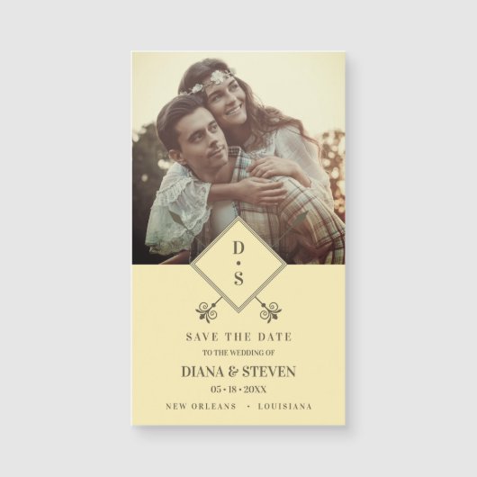 Yellow Rustic Boho Photo Verloving Bewaar de datum (Voorkant)