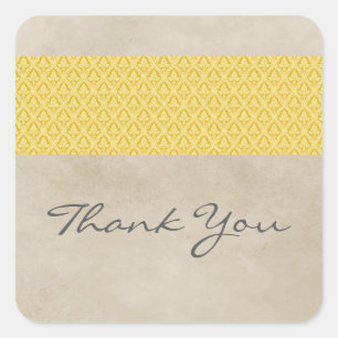 Yellow Rustic Damask Dank je Stickers