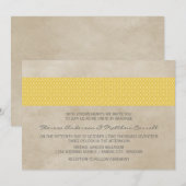 Yellow Rustic Damask Wedding Invite Kaart (Voorkant / Achterkant)
