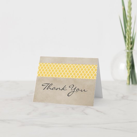 Yellow Rustic Quatrefoil Hartelijk dank Bedankkaart (Voorkant)