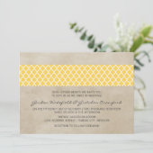 Yellow Rustic Quatrefoil Wedding Invite Kaart (Staand voorkant)