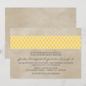 Yellow Rustic Quatrefoil Wedding Invite Kaart (Voorkant / Achterkant)