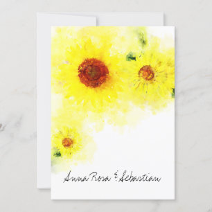 *~* Yellow Rustic Sunflower Country Weddenschap Kaart