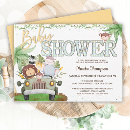 Yellow Safari Dieren Baby shower Kaart