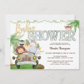 Yellow Safari Dieren Baby shower Kaart (Voorkant)