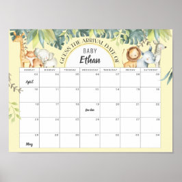 Yellow Safari oerwoud baby geboortedatum gokken sp Poster