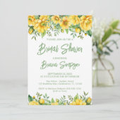 Yellow Sage Green Floral Bridal Shower  Kaart (Staand voorkant)