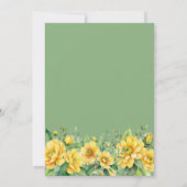 Yellow Sage Green Floral Bridal Shower  Kaart (Achterkant)
