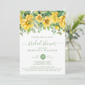 Yellow Sage Green Floral Bridal Shower Kaart (Staand voorkant)