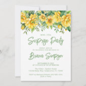 Yellow Sage Green Floral Surprise Party Kaart (Voorkant)