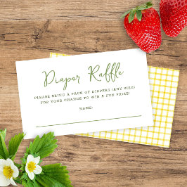 Yellow & Sage Watercolor Diaper Raffle Baby Shower Informatiekaartje
