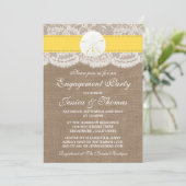 Yellow Sand Dollar Beach Engagement Party Kaart (Staand voorkant)