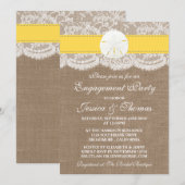Yellow Sand Dollar Beach Engagement Party Kaart (Voorkant / Achterkant)
