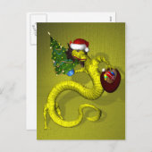 Yellow Santa Dragon Feestdagenkaart (Voorkant / Achterkant)