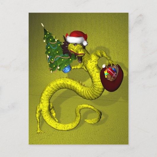 Yellow Santa Dragon Feestdagenkaart (Voorkant)
