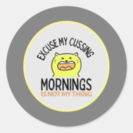 Yellow Sarcastic Funny Cat | Zazzle Ronde Sticker