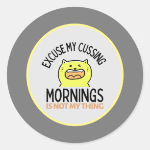 Yellow Sarcastic Funny Cat   Zazzle Ronde Sticker