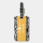 Yellow Sassy Star Zebra Bagagelabel (Voorkant verticaal)