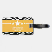 Yellow Sassy Star Zebra Bagagelabel (Achterkant horizontaal)