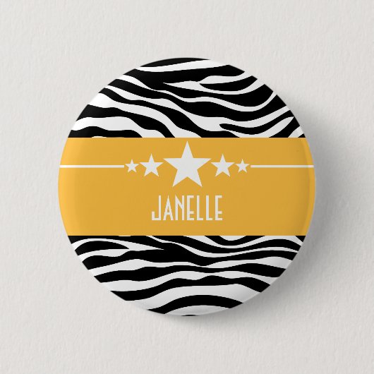 Yellow Sassy Star Zebra Button (Voorkant)