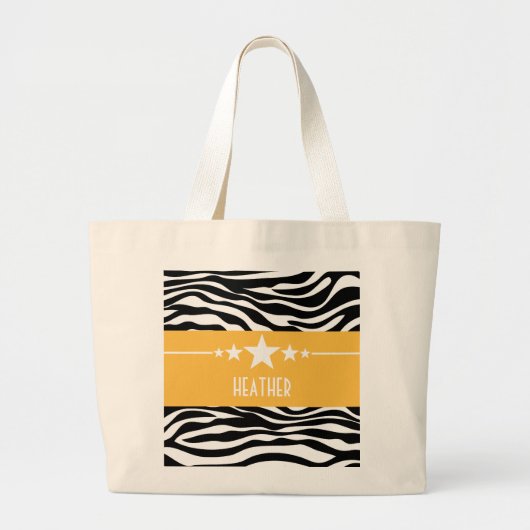 Yellow Sassy Star Zebra Canvas tas (Voorkant)