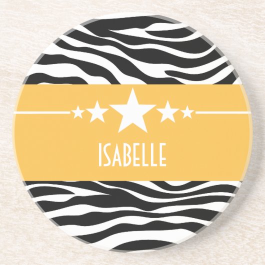 Yellow Sassy Star Zebra Onderzetter (Voorkant)