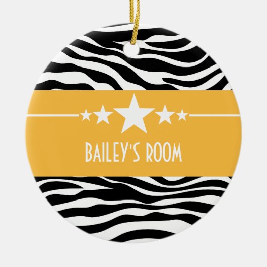 Yellow Sassy Star Zebra Ornament (Voorkant)