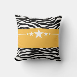 Yellow Sassy Star Zebra Pillow Kussen