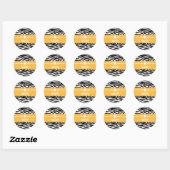 Yellow Sassy Star-Zebra Ronde Sticker (Vel)