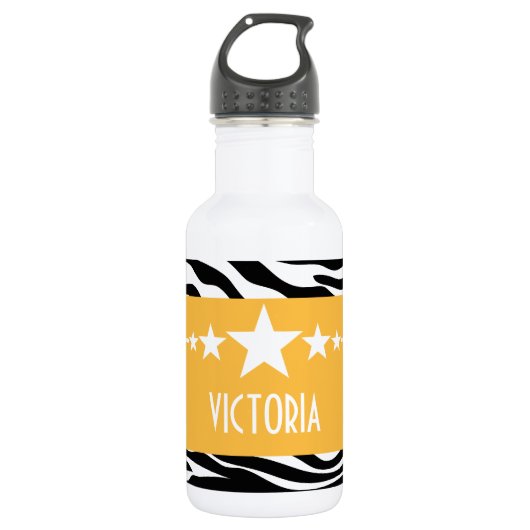 Yellow Sassy Star Zebra Waterfles (Voorkant)