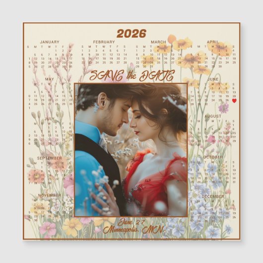 Yellow Save the Date Engaged Couple Magnetic  (Voorkant)