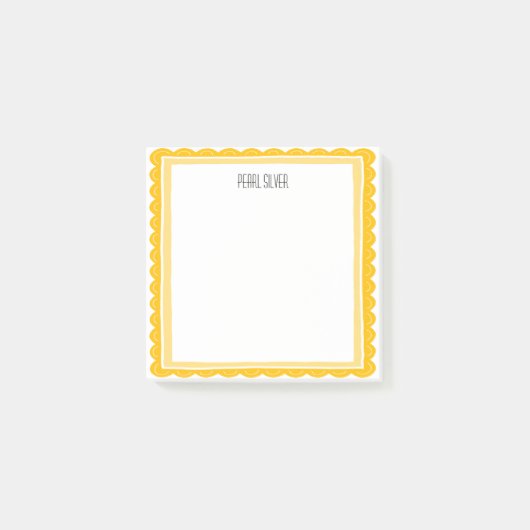 Yellow Scallop CUSTOM Chic Monogram Personalized Post-it® Notes (Voorkant)