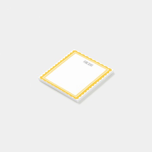 Yellow Scallop CUSTOM Chic Monogram Personalized Post-it® Notes (Schuin)