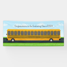 Yellow School Bus 16 Foto Custom Graduation Party Spandoek