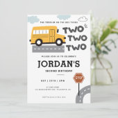 Yellow School Bus 2e verjaardag Wielen op de bus Kaart (Staand voorkant)