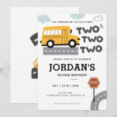 Yellow School Bus 2e verjaardag Wielen op de bus Kaart (Voorkant / Achterkant)